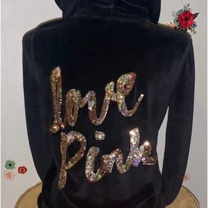 Rare!! PINK Vs Cursive bling hooded